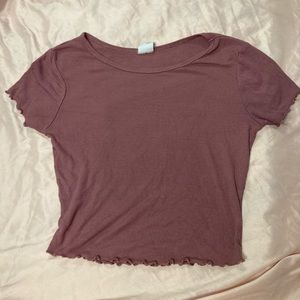 Lettuce Trimmed Mauve Large Crop Top